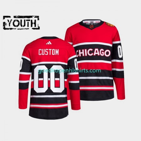 Chicago Blackhawks Custom Adidas 2022-2023 Reverse Retro Rood Authentic Shirt - Kinderen